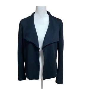 Premise Womens Size S Black Faux Suede Draped Waterfall Jacket‎ Coat Blazer